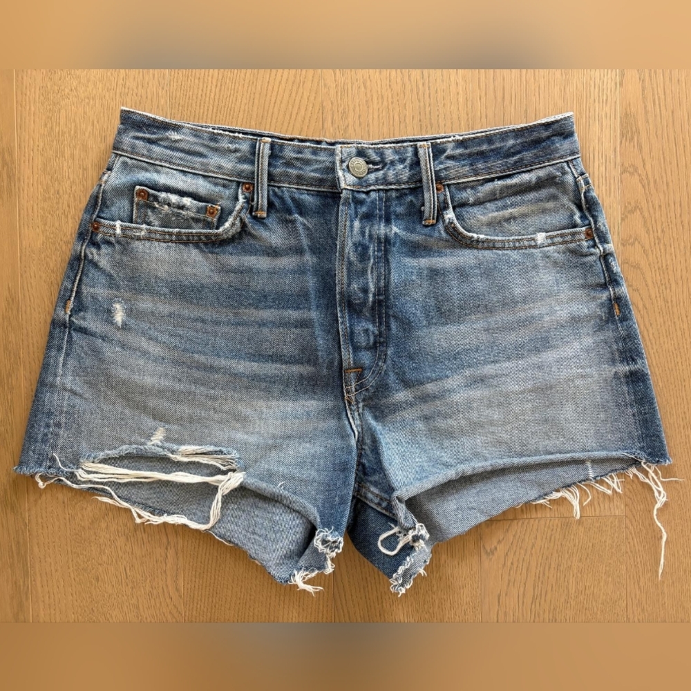 GRLFRND Blue Distressed Jean Shorts